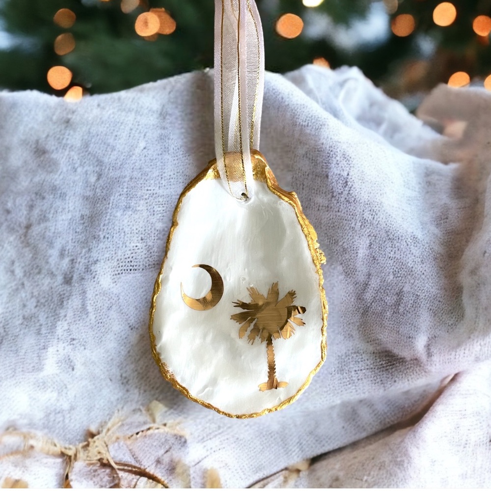 Palmetto Moon Oyster Shell Car Charm Ornament